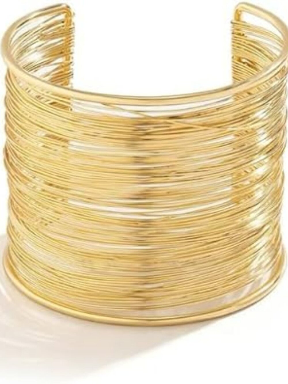 Gold Wide Wire Cuff Chunky Bracelet  Open Cuff Arm Layered Boho
